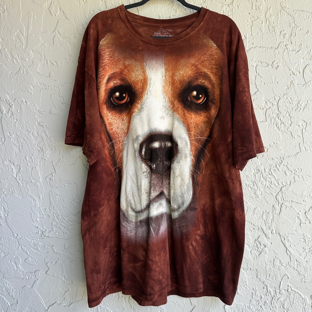 The Mountain Big Face Beagle Dog T-Shirt Brown Tie Dye Mens 2XL 2011 Vincent Hie